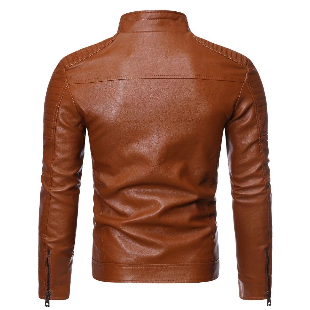 Spring and Autumn Thin Men's Stand-Up Collar Leather Jacket Motorcycle Jacket PU Leather Men's Vintage Jacket