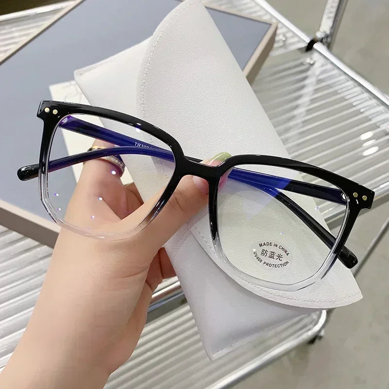 Anti Blue Light Presbyopia Eyeglasses Vintage Trend Oversized Square Hyperopia Eyewear Finished Prescription Reading Glasses