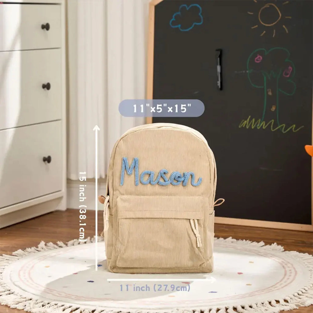 1pc Personalized Corduroy Backpack, Strawberry/Checkered Pattern, Simple and Spacious, Perfect Back-to-School Gift