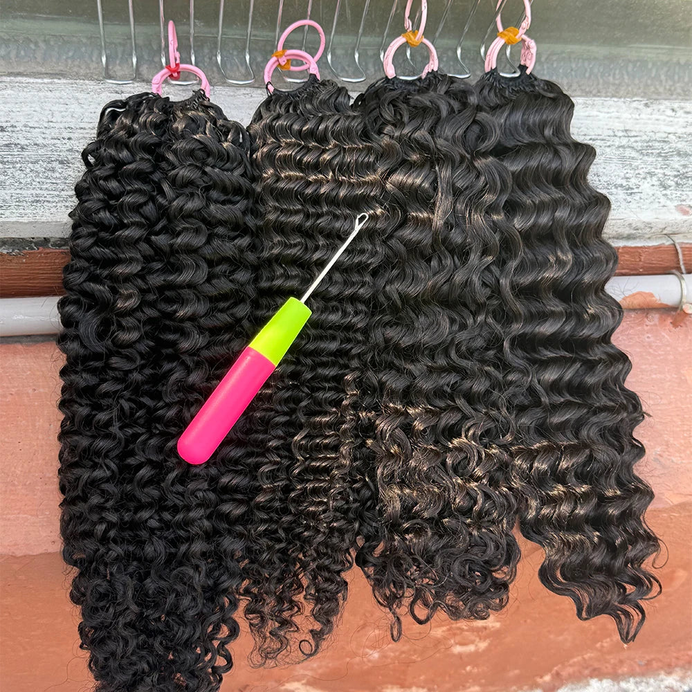 Water Wave Crochet Human Hair Extensions No Shedding Invisible Crochet Feather Braiding Natural Color Body Wave Hair Extension