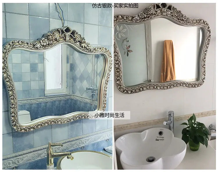 Bathroom Vanity Mirror Wall Unique European Creative Aesthetic Save Space Mirror Modern Simple Espejo Pared House Decoration