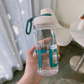 0.6L/0.8L/1L Large Capacity Water Bottles Lightweight Plastic Clear Drink Bottle with Handle Strap Leak Proof Travel Kettle