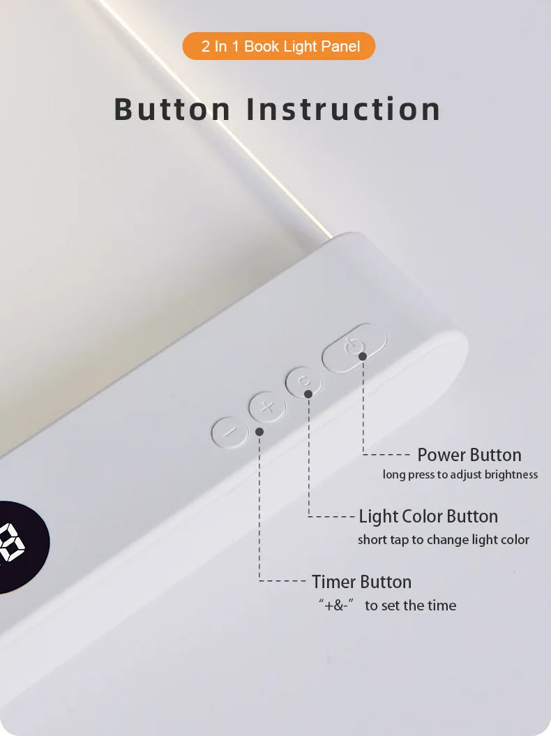 LED Flat Panel Night Vision Reading Light Eye Protection Reading Light Usb Charging Student Night Reading Lamp Book Lamp Indoor