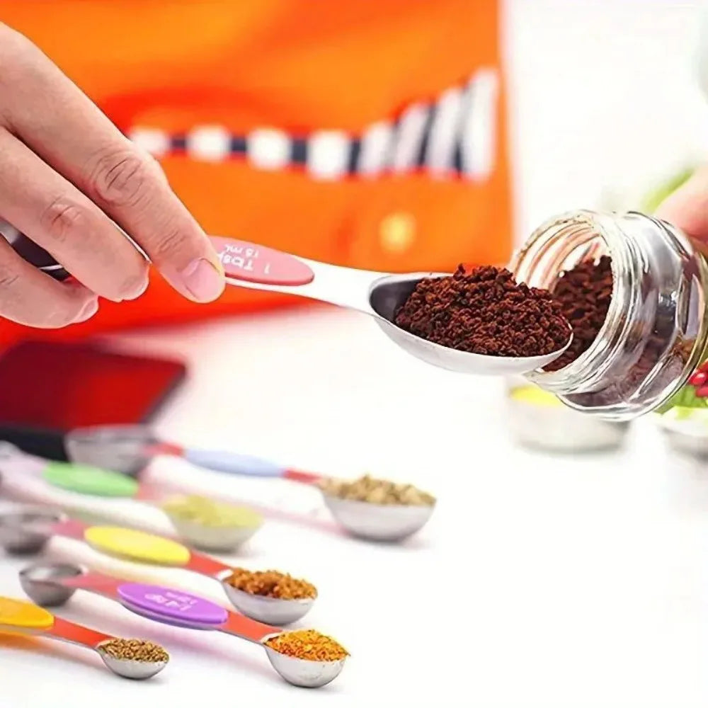Stainless Steel Metal Magnetic Measuring Spoons Set Teaspoon Tablespoon Measuring Spoons Kitchen Gadgets for Baking Cooking
