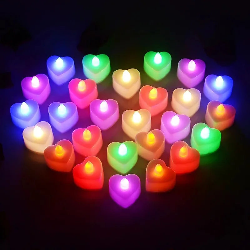 Flameless Led Candle Heart-shaped Electronic Battery-Power Tealight Candles for Home Christmas Party Wedding Decoration