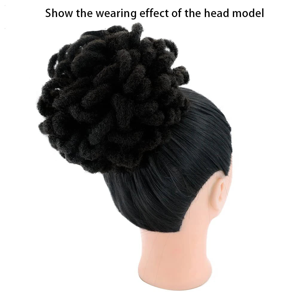 Synthetic DreadLock Afro Puff Hair Bun Drawstring Ponytail Faux Locs Clip In Chignon Hair Pieces for Women Party