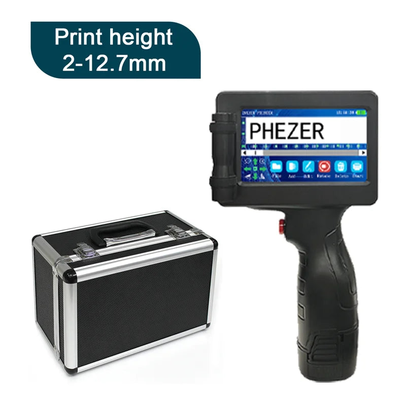 For Hp Phezer P17 2026 Handheld Inkjet Printer with 12.7mm Metal Case Prints QR Code Barcode Batch Date Serial Number Logo