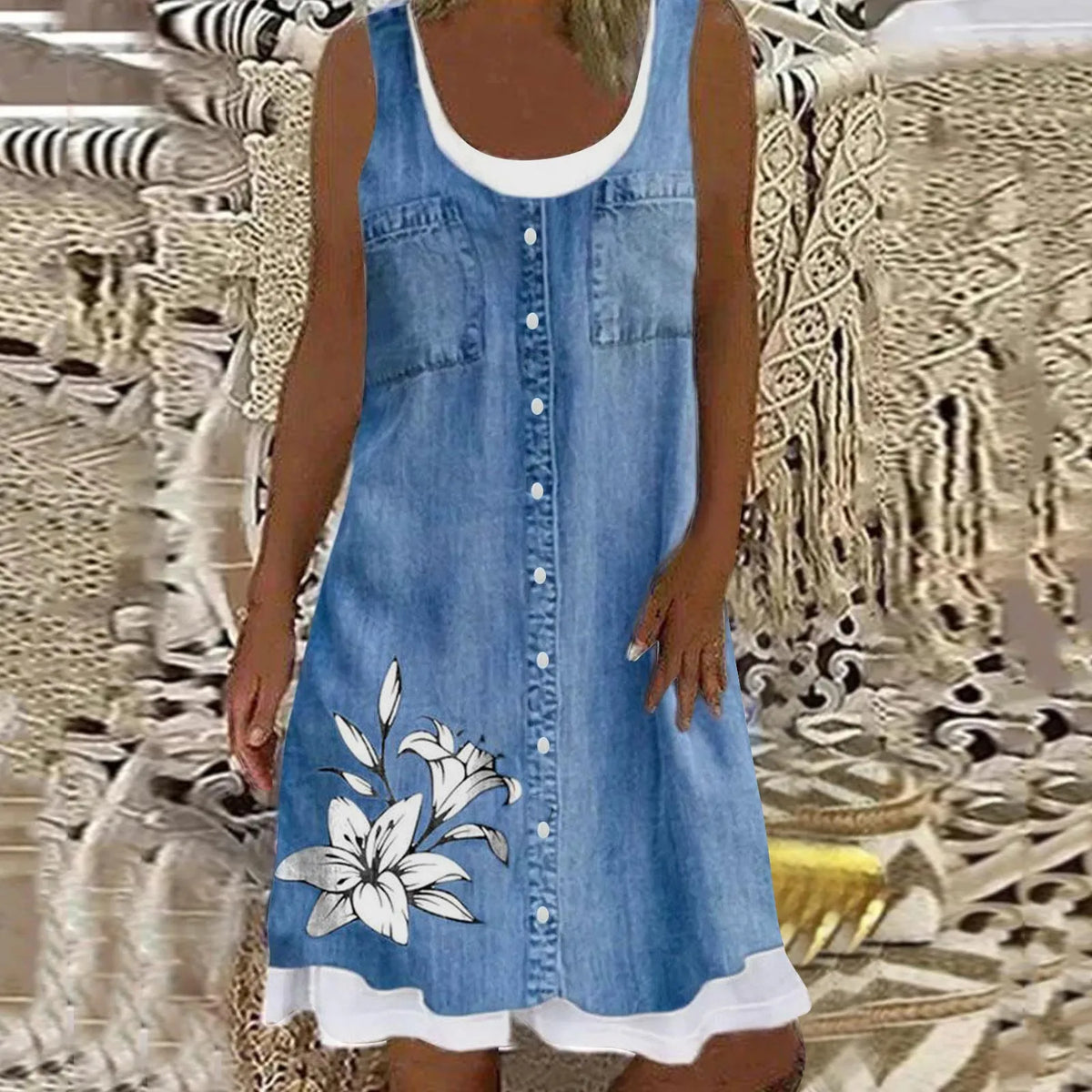 Women Summer Beach Spring Print Cute Dress Sleeveless Casual Dress летнее платье женское