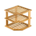 3 Tier Cabinet Organizer Shelf for Kitchen Storage Sturdy Plate Organizer Bamboo Corner Shelf Dish Rack for Cabinet Countertop