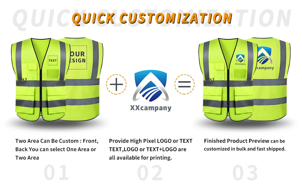 Custom Your Logo Safety Vest Construction Work Traffic Vest Railway Coal Miners Uniform Security ANSI Class 2 Safety Workwear