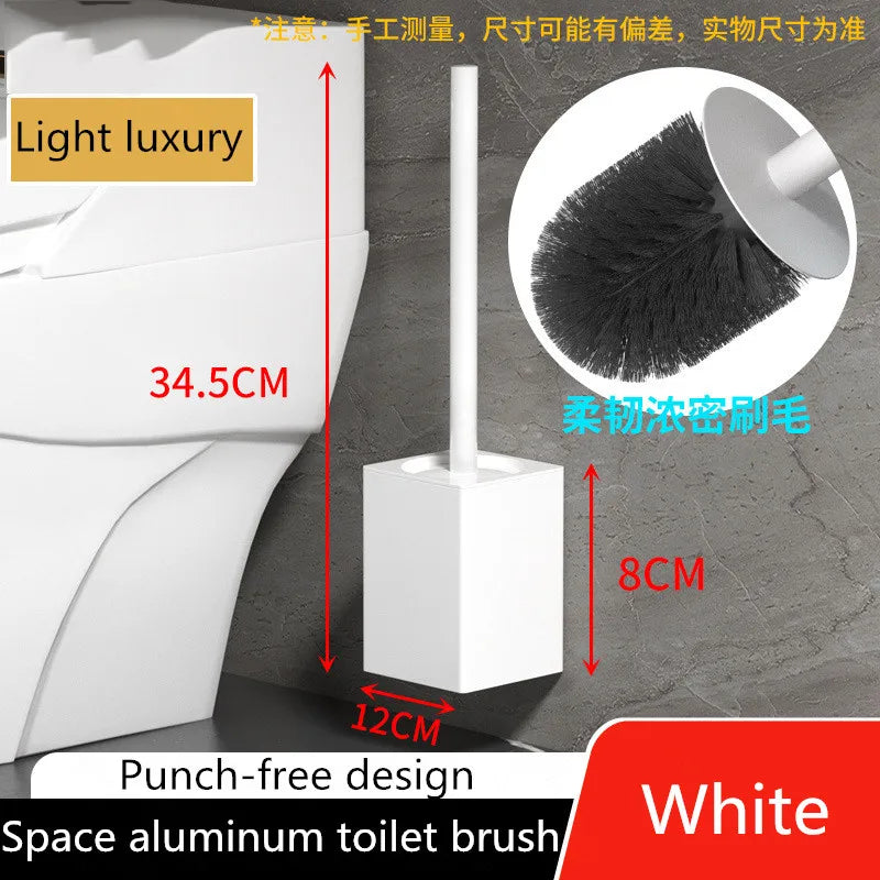 Toilet Brush Holder Wall Mounted Bathroom Cleaning Brush Toilet Brushes For Cleaning Storage Space Aluminum