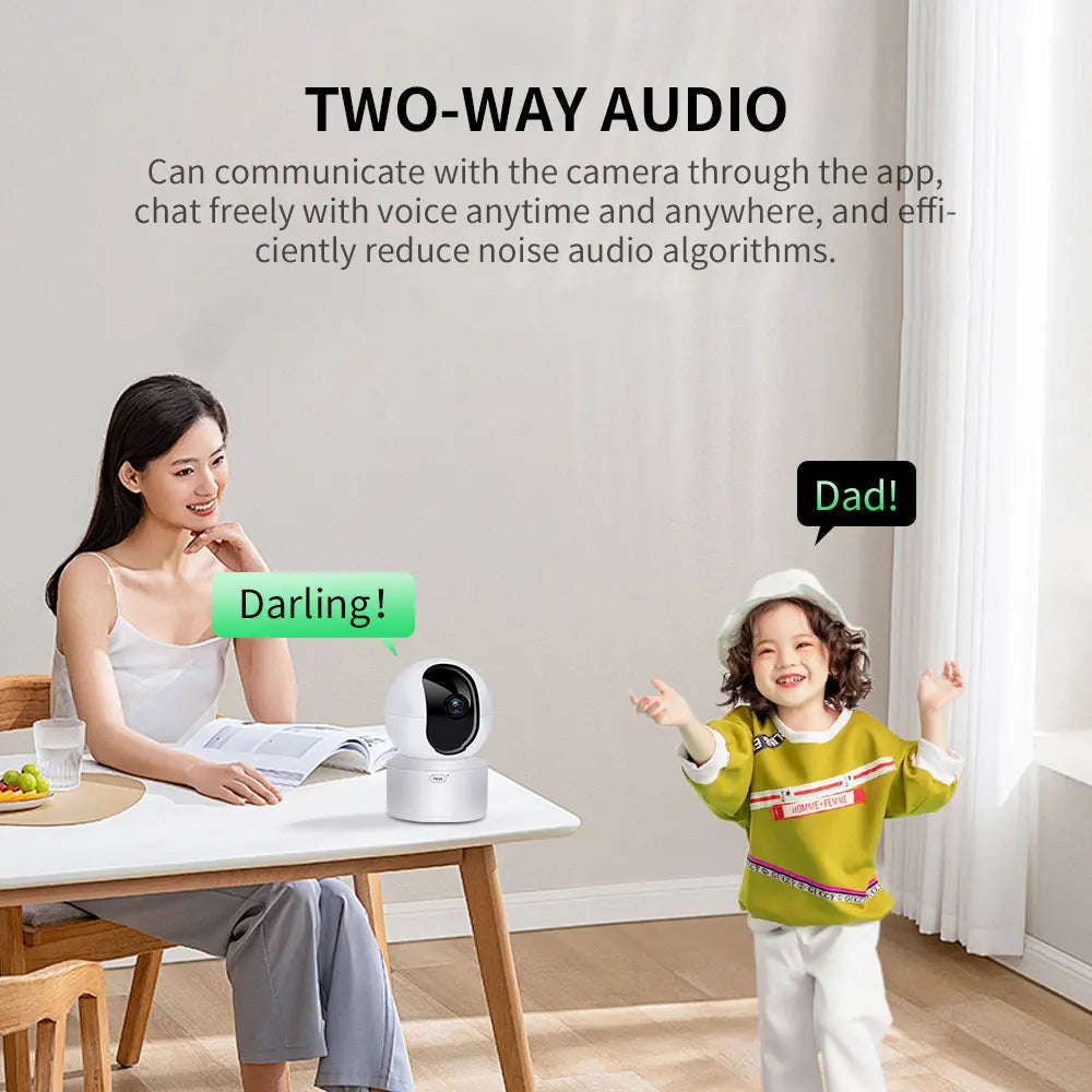 8MP 4K WiFi Security Indoor Camera 5X Digital Zoom Pan Tilt IP Camera Ai Automatic Tracking Night Vision Intercom Security