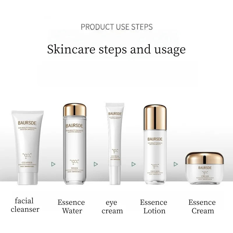 Bosein Retinol Skincare Five-Piece Set, Including Cleansing Balm, Essence Water, Eye Cream, Essence Lotion, and Essence Cream, Contains Skin-Friendly Ingredients Such as Bosein, Niacinamide, Centella Asiatica Extract, with a