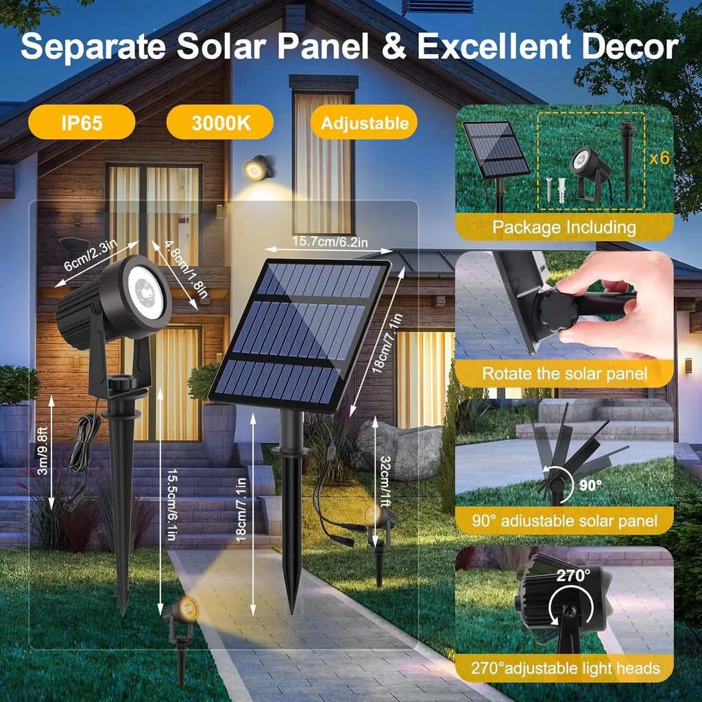 3000K/6000K/RGB Outdoor Solar LED Light IP65 Garden Landscape Pathway Wall Lamp for Tree Decor Yard Street Solar Spotlight
