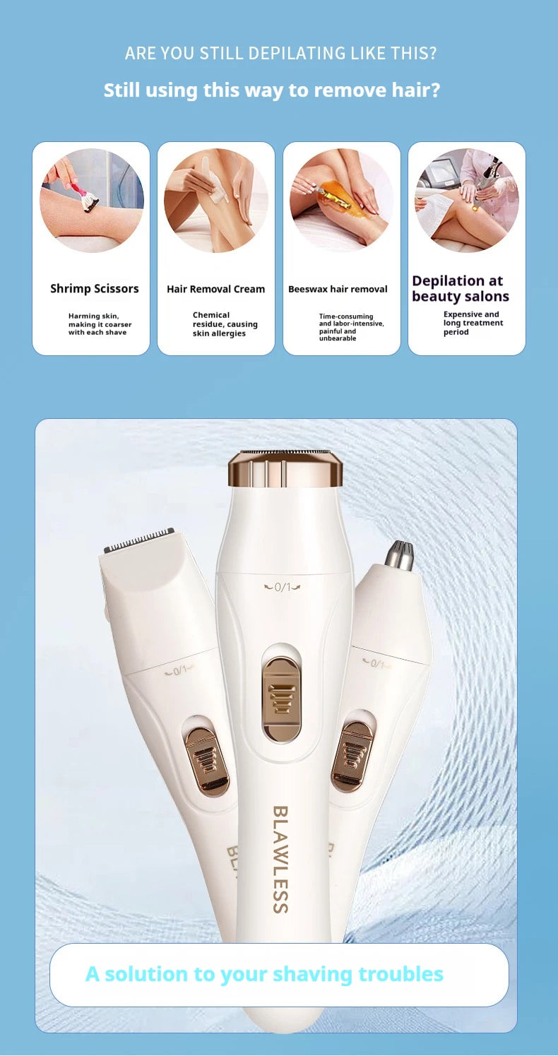 Women's Electric Shaver Painless Hair Remover for Face Bikini Underarms Legs Body Portable Epilator
