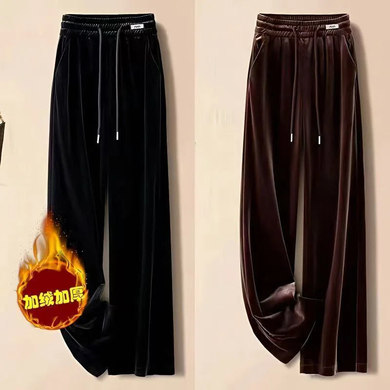 Velvet 2025 High Waist Gold Velvet Casual Pants Winter New Women's Pants Straight Pants Velvet Women's Pants