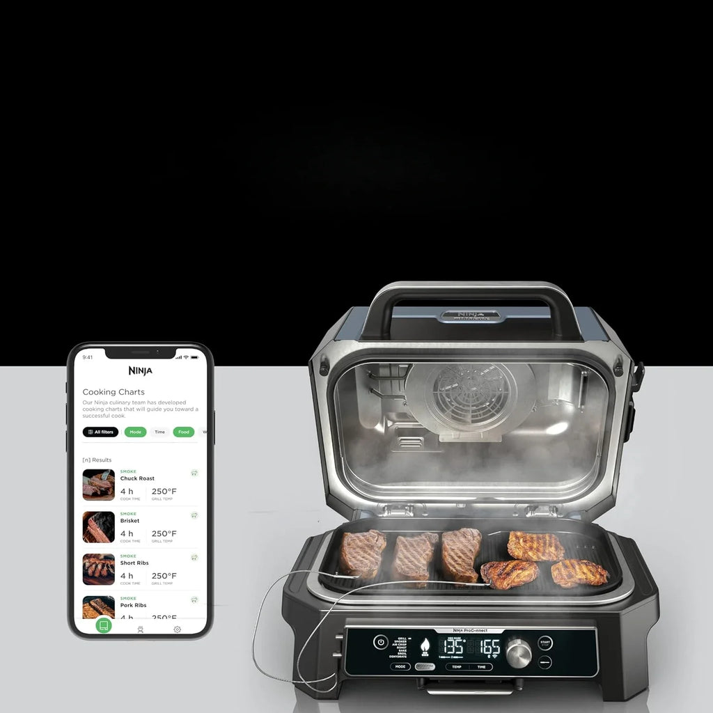 2025 ANinja OG951 Woodfire Pro Connect Premium XL Outdoor Grill & Smoker, Bluetooth, App Enabled, 7-in-1 Master Grill, BBQ Smoke