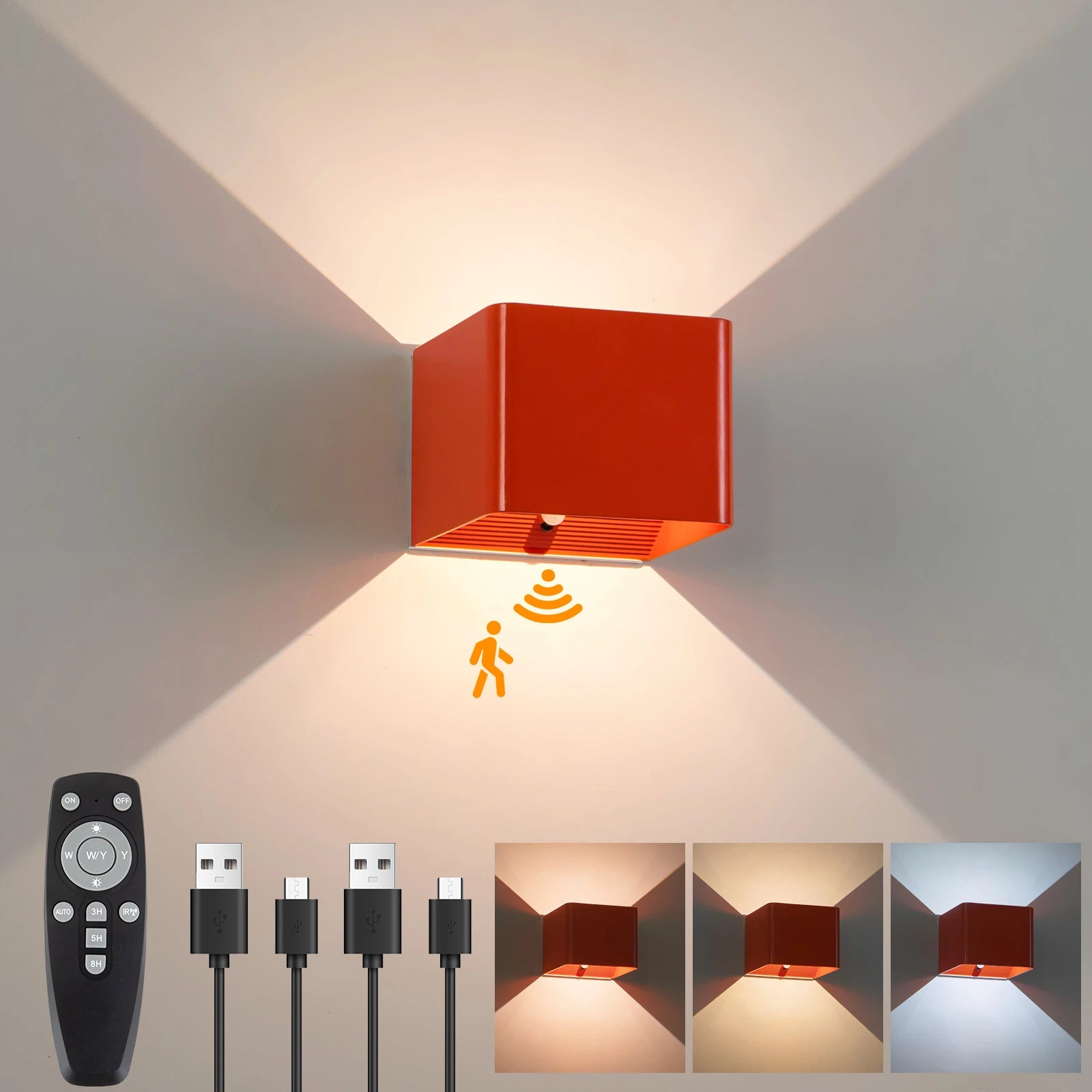 Battery-Powered Wall Light, 3 Color Temperature and Brightness Settings, Remote Control and Motion Sensor, Cordless Magnetic 4000Mah Rechargeable Led Light, Suitable for Bedroom, Living Room, Hallway
