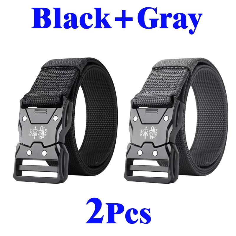 Men's Tactical Belt Versatile Durable Nylon Canvas Belt Outdoor Hunting Automatic Buckle Military Training Pants Belt for Men
