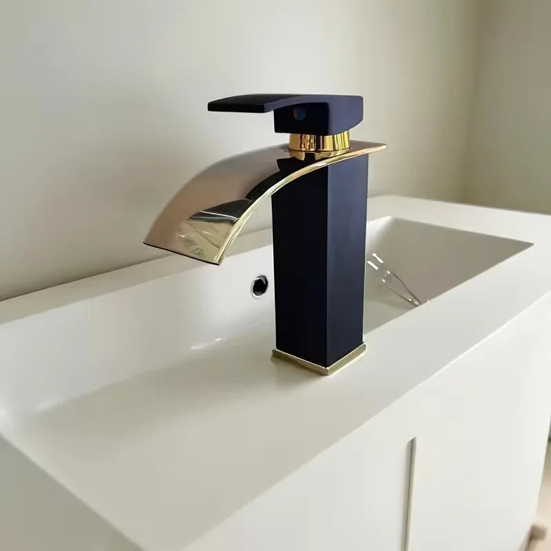 Waterfall Wash Basin Stainless Steel High And Low Faucet Black Hot And Cold Toilet Wash Basin Bathroom