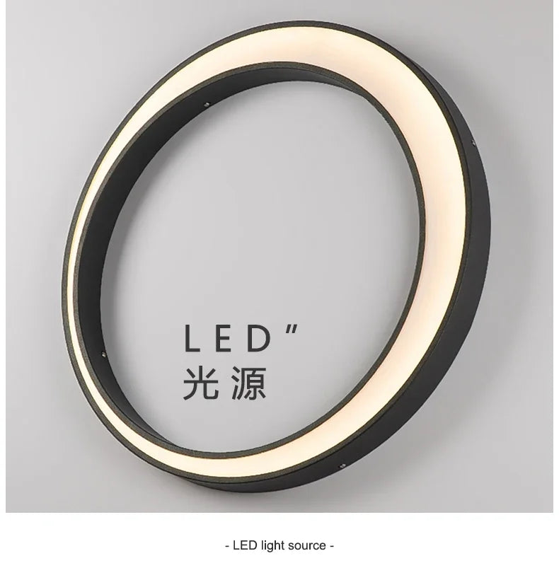 Modern IP65 Waterproof LED Outdoor Wall Light Villa Terrace Garden Street Light Round Moon Background Porch Lamps
