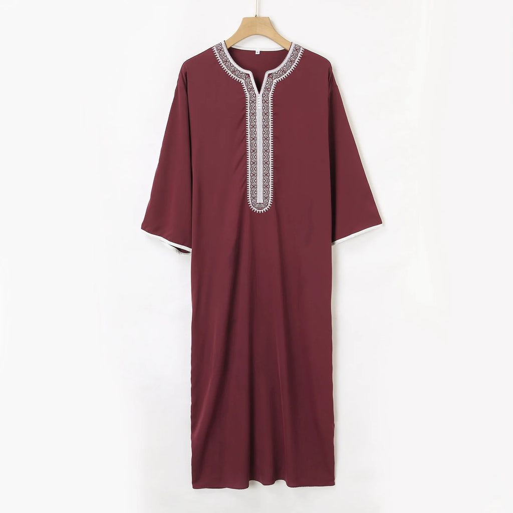 Islam Kaftan Muslim Men Clothing Moroccan Caftan Hand Embroidered Loose and Breathable Djellaba Abaya Thobe for Men Summer 2024
