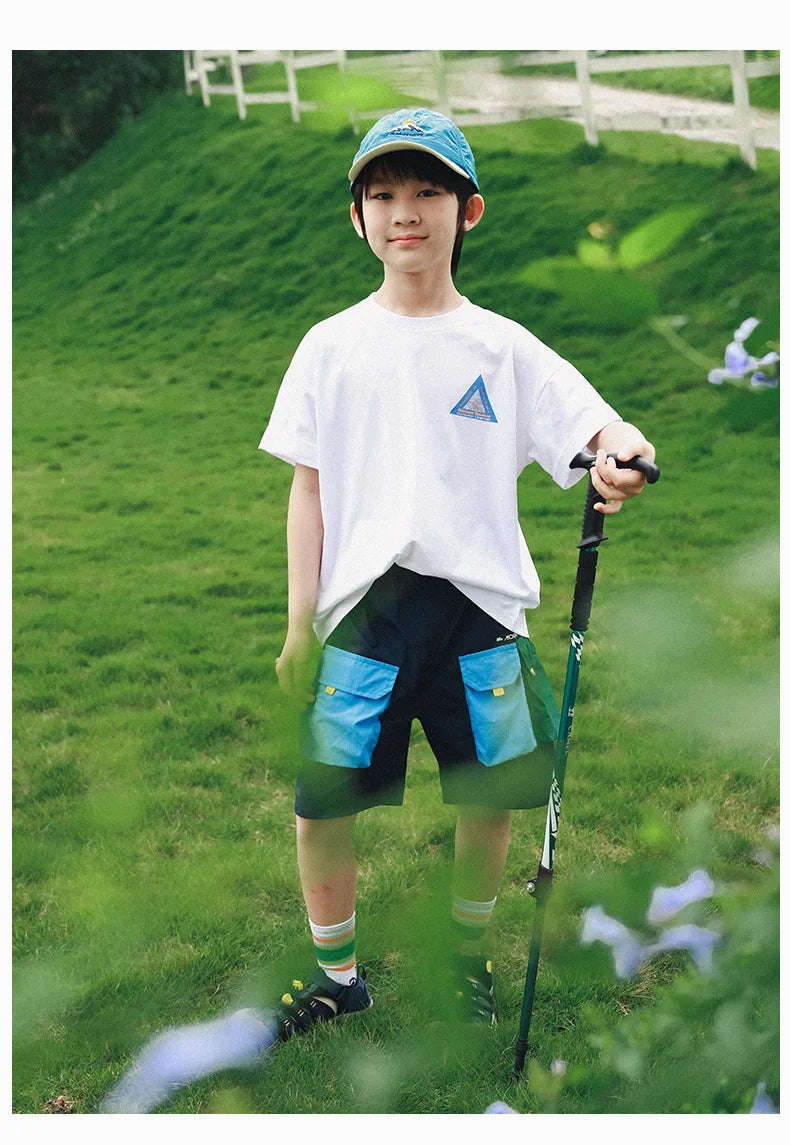 Quick Dry Children's Shorts Boys' Color Block Workwear Summer New Arrival Kids' Clothing Elastic Waist Straight Leg Pants