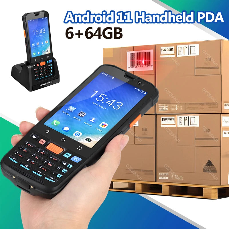 4GB+64GB Android 11 Handheld Terminal Iindustrial PDA 1D 2D QR Barcode Scanner Reader 4G WiFi NFC POS Data Collector