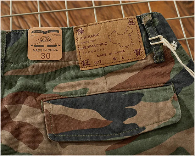 Summer New Camouflage Workwear Shorts Loose Men's Fashion Brand American Retro Casual Multi-Pocket Shorts Polyester Fiber