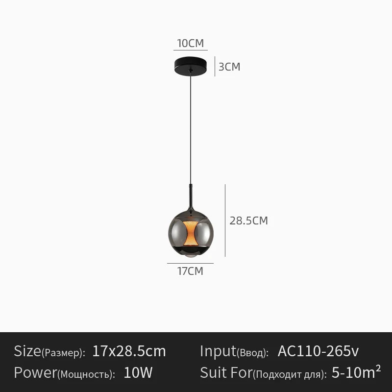 Glass Pendant Light Modern Dining Room Table Afterglow Sunset Lamp Entryway Balcony Round Table Bedroom Bedside Sleep Chandelier