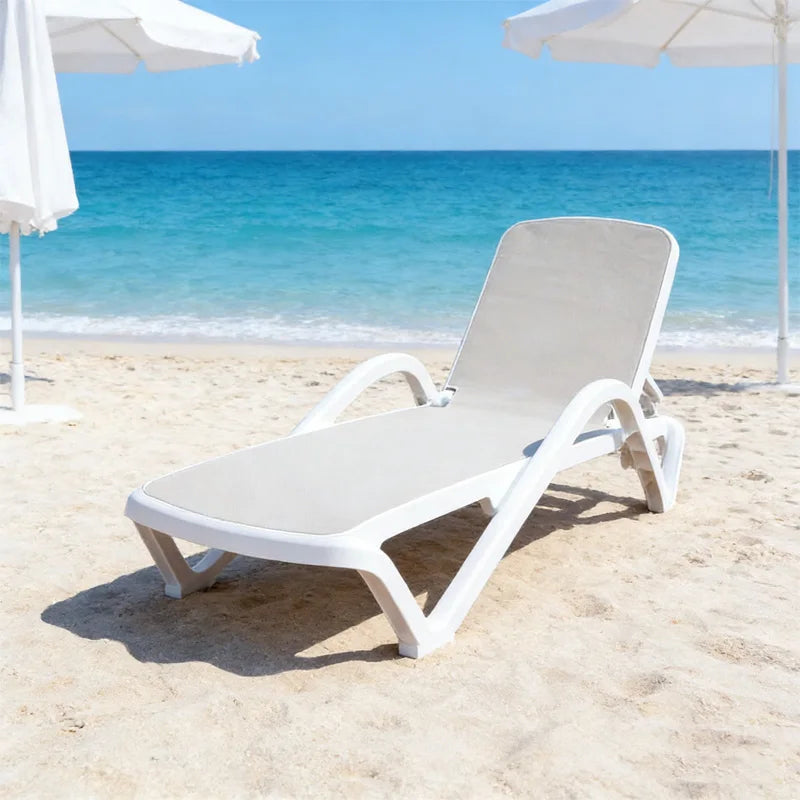 High Quality Foldable Outdoor Pool Lounge Waterproof Plastic Sun Lounger Modern Comfortable Hotel Courtyard Park Beach