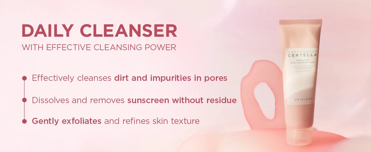SKIN1004 Poremizing Deep Cleansing Foam Korean Face Cleanser Pink Salt Gentle Exfoliate Soothing Centella Asiatica Face Cleanser