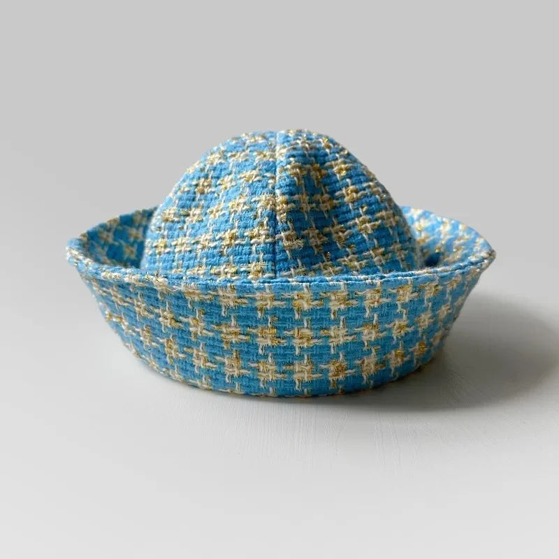 Fall Elegant Tweed Berets for Women Sailor Hat Japanese Versatile Naval Winter Fashion Party Warm Cute Jk Y2K Bucket Hat