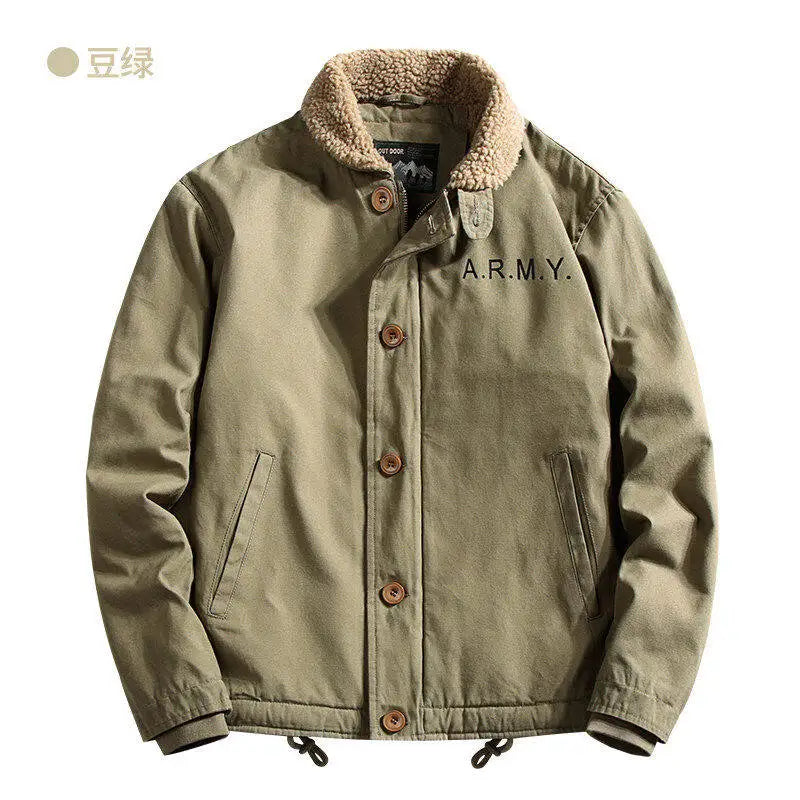 Windbreaker Parka Winter Jackets for Men Fleece Thicken Warm Corduroy Jackets Male Fashion Single Breasted Coats Thermal jackets