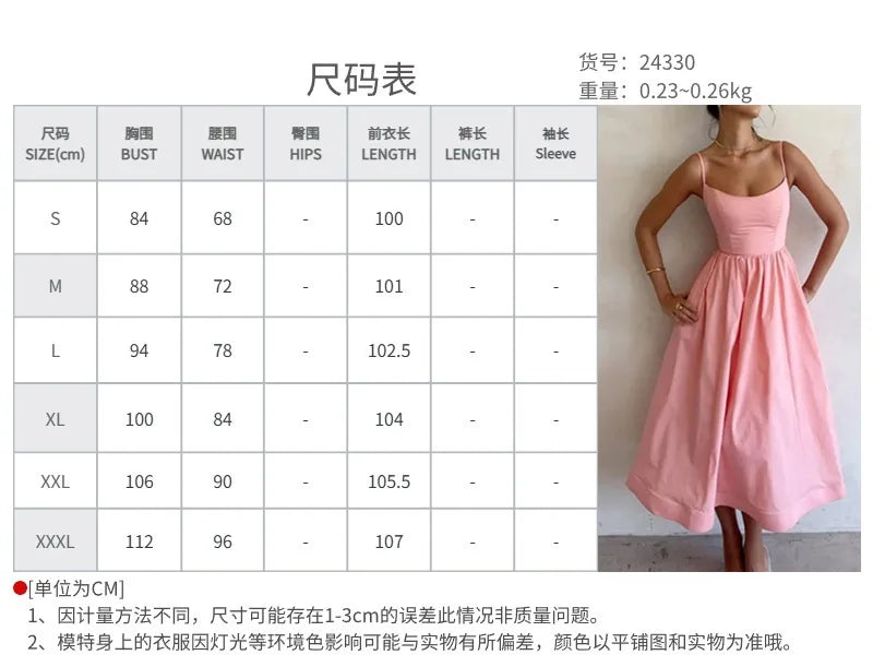 Summer U-neck Casual Female Vintage Elegant  Spaghetti Strap Dress Women Elegant Solid Sleeveless A-line Midi Women's Dresses