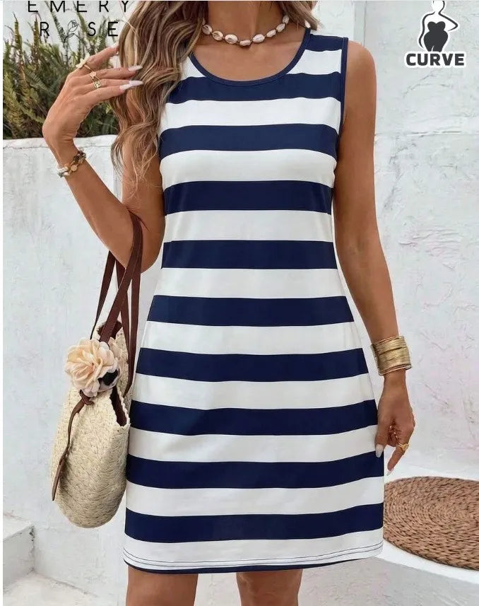Women's Casual Summer Dress Sleeveless Loose Fit Round Neck Pullover Mid Length 3D Print for Women Beach Camping Hiking Outfit