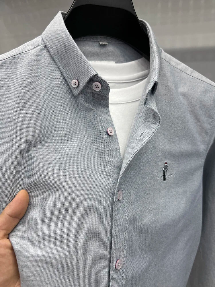 Luxury brand golf embroidered men's long sleeved shirt made 100% pure cotton comfortable and casual 2024 autumn new men's top