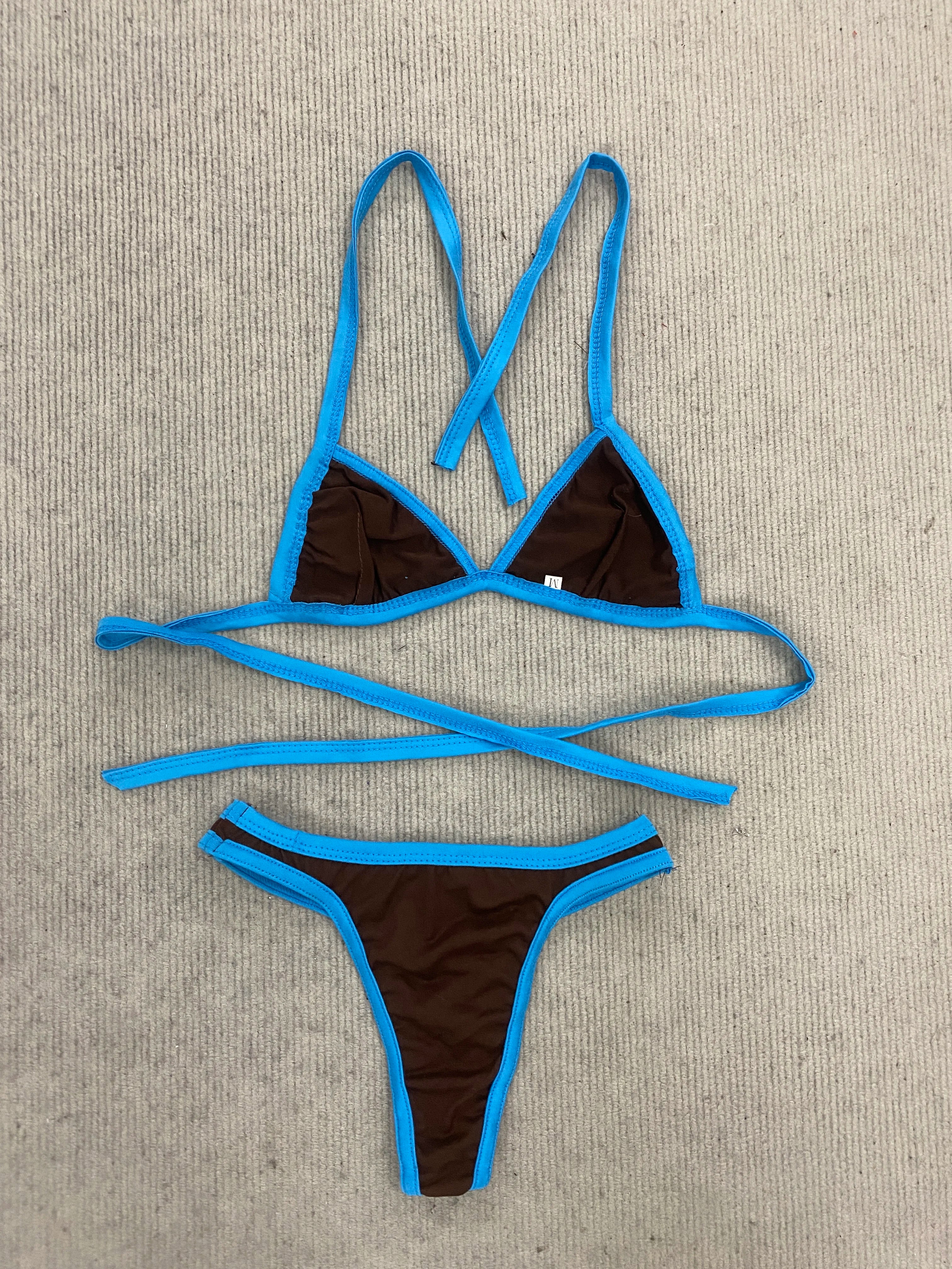 Summer 2026 Neck-Tied Triangle Cup Bikini American Retro Minimalist Sexy Spice Girl Style Printed Swimsuit for Women