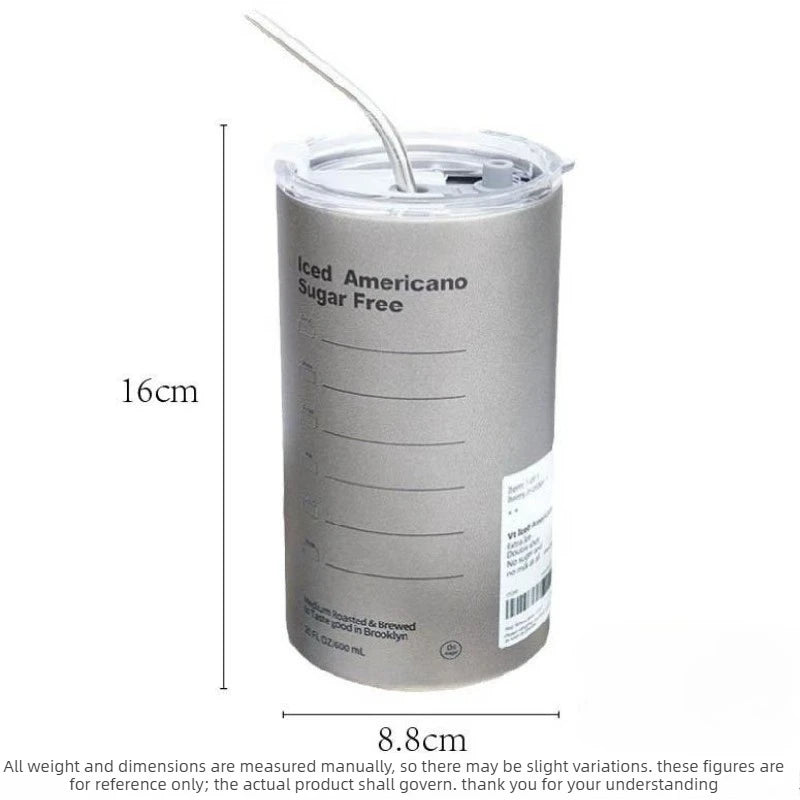 1PC High Capacity American Stainless Steel Tumbler Double Wall Insulated Coffee Cup Creative Straw Water Mug Household Goods