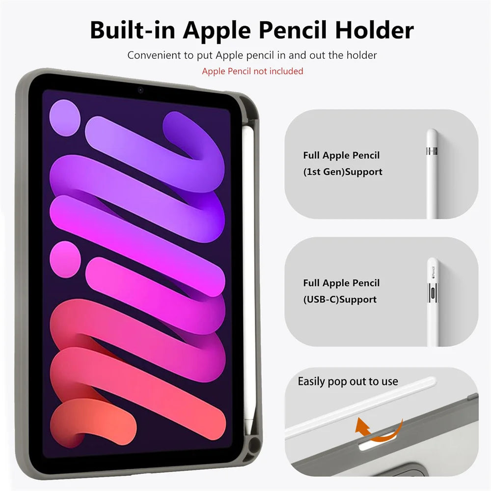 For iPad 12th A16 11th 10th 7th 8th 9th 10.2" 6th 5th 9.7" Air 4 5 Air 11 Pro11 Stand Case iPad Mini 7 6 5 4 Pencil Slot Cover