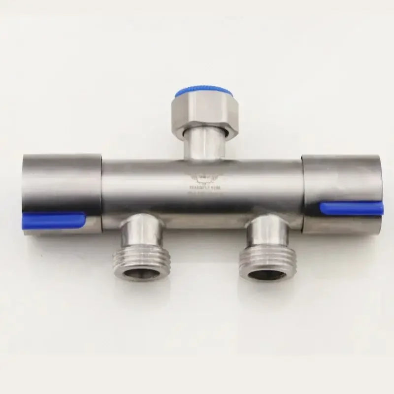 Stainless Steel Dual Head Water Outlet Dual Valve Faucet Washing Machine Faucet Splitter One In Two Out Dual Water Outlet Faucet