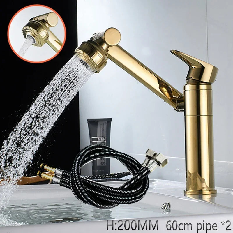 1080° Swivel Bathroom Sink Faucet Basin Faucet Mixer Deck Mounted Splash Proof Water Tap Shower Head Aerators Tapware