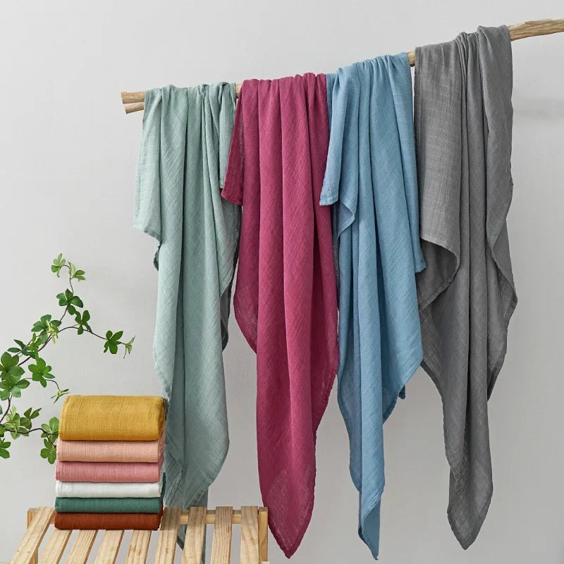 Baby Muslin Swaddle Blankets 2 Layers Breathable Skin-Friendly Newborn Receiving Blankets Swaddle Wrap Baby Essentials 120*110cm
