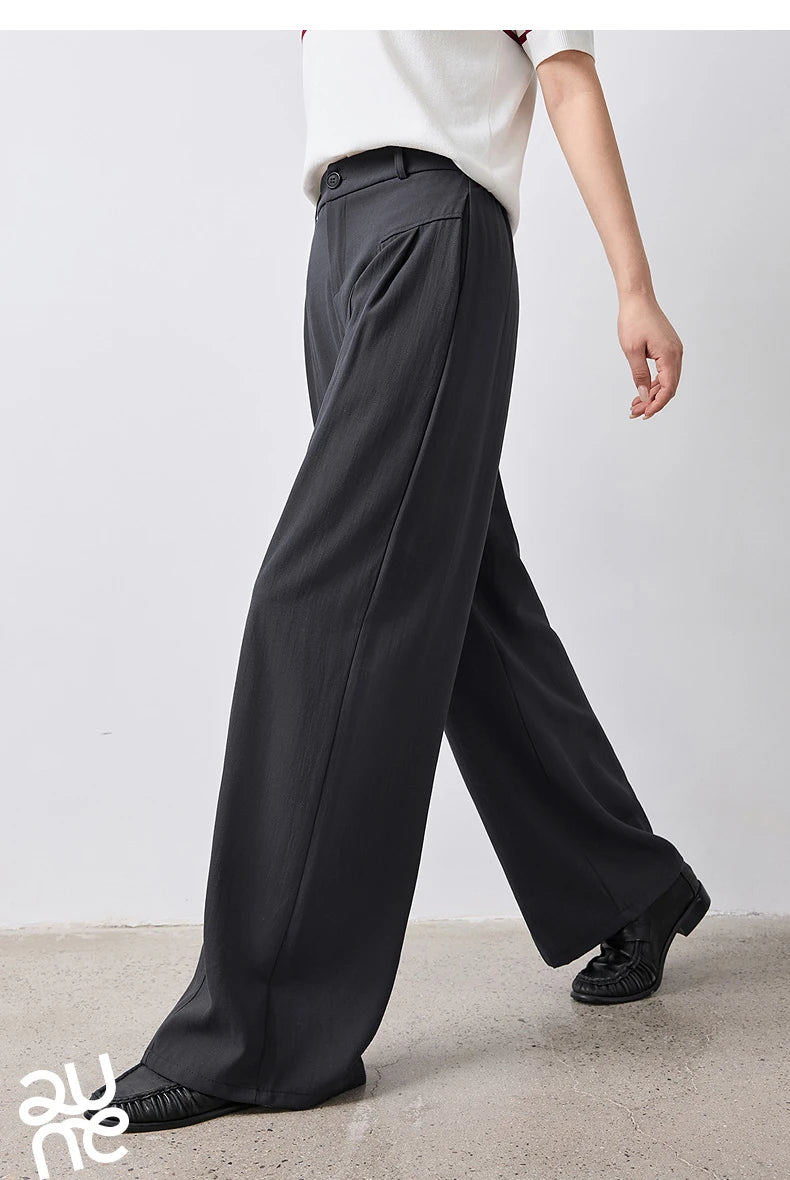 TOYOUTH Women Wide Leg Pants Summer 2026 Textured 3D Pleated Design Hip Covering Loose Breathable Comfortable Casual Daily Style