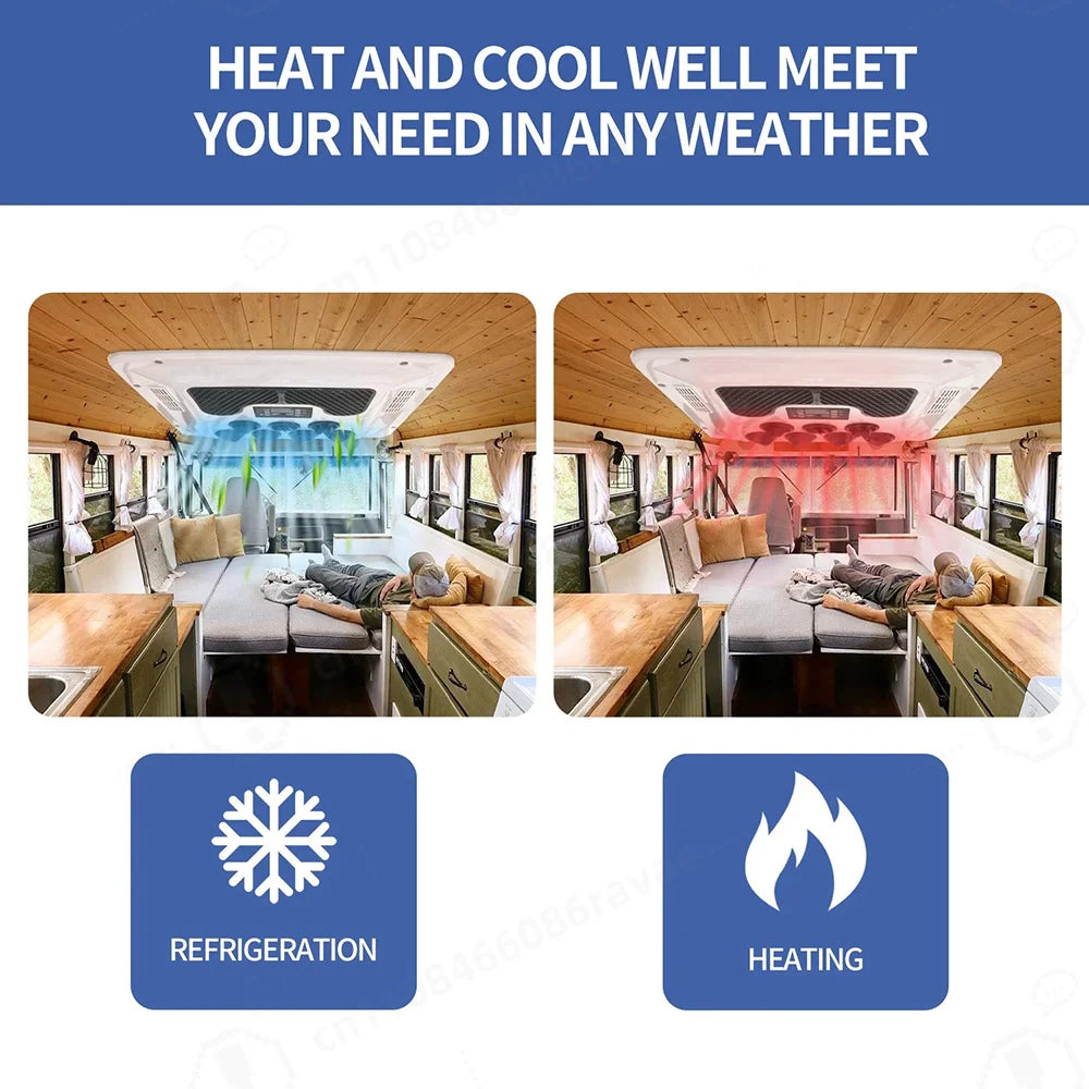 12V Heating and Cooling Automotive Air Conditioning Portable RV Rooftop Air Conditioner Electric Parking Unit for Car Truck Van