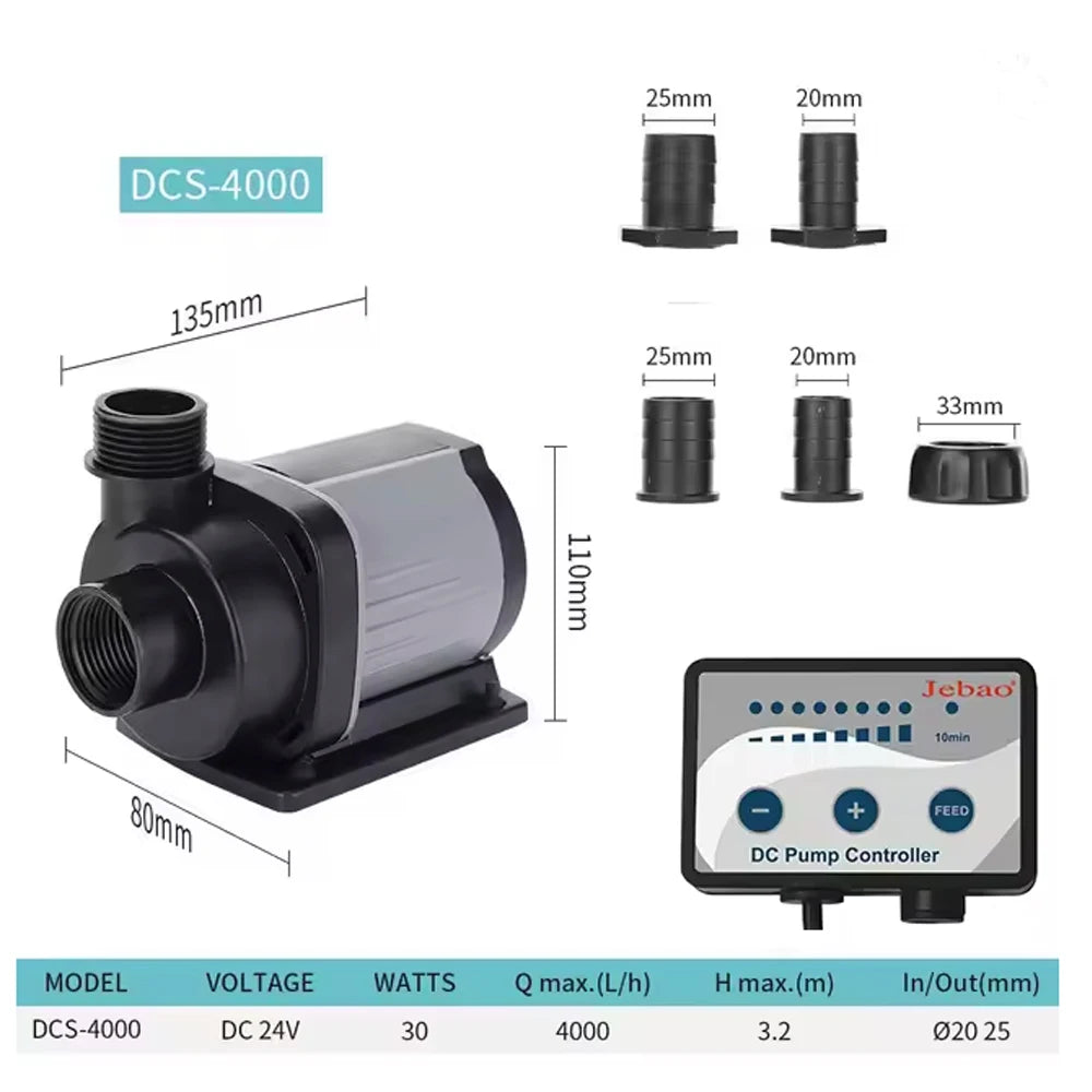 Silent DC Pump DCS2000-12000L/H Water Dispensing Wave Making Inverter Submersible Pumps for Fish Tank