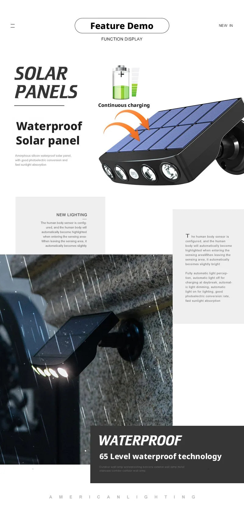 Outdoor Home Courtyard Outdoor Waterproof Lighting Solar Induction Street Lamp Simulation Monitoring Intelligent Light Control