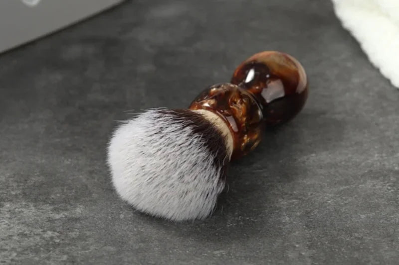 YAQI Caramel Cat's Whisker Synthetic Hair Mens Wet Shaving Brush - Premium Quality Travel Beard Care Grooming Tool
