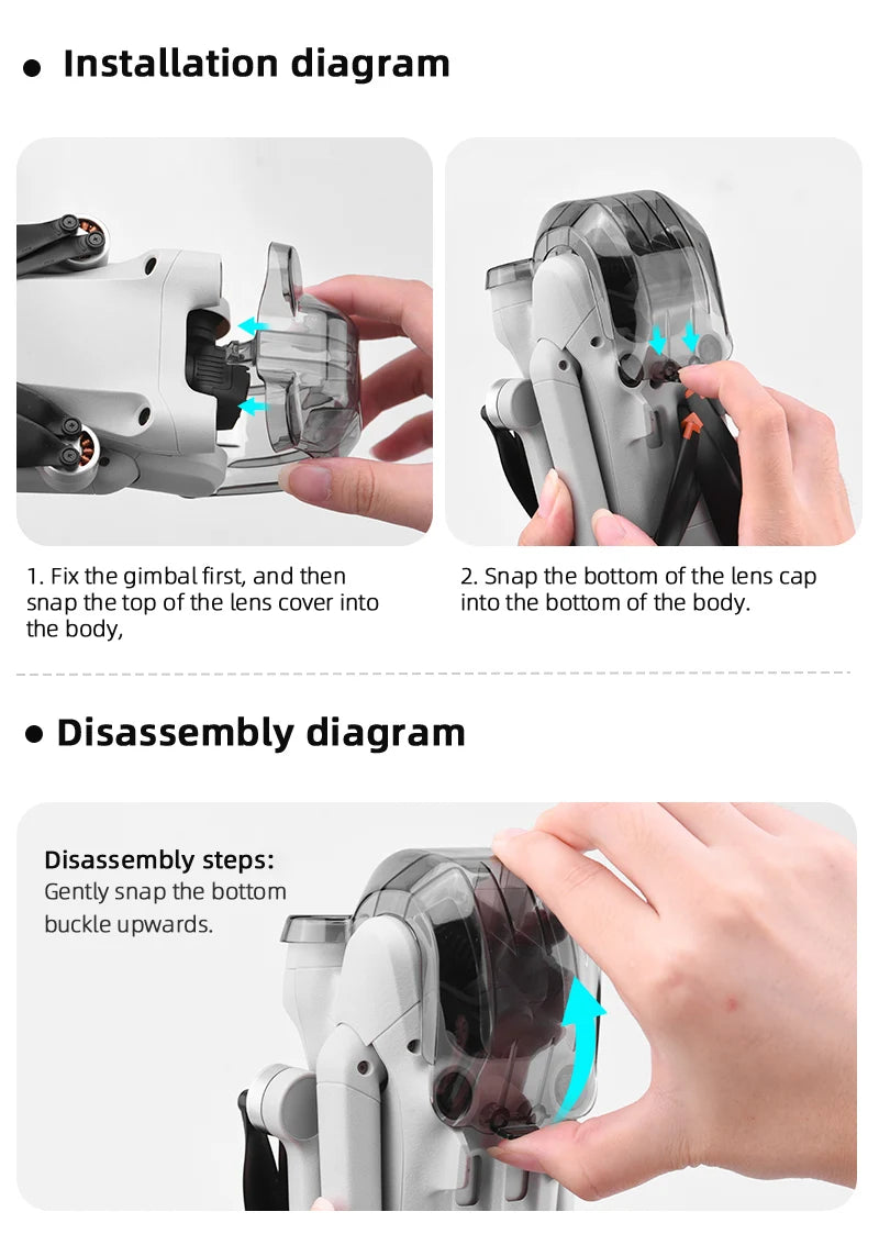 BRDRC Lens Cap for DJI Mini 3 Pro Drone Protective Gimbal Lock Cover Camera Guard Anti-Scratch Protector Props fixer Accessory