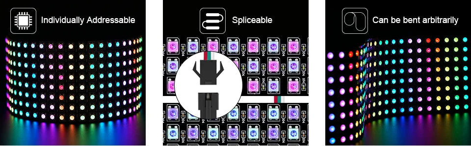 WS2812B RGB 16x16 8x32 Pixel Panel Screen 1-5 Pcs 256 Pixels WS2812B ECO Individually Addressable Digital Flexible Programmed 5V